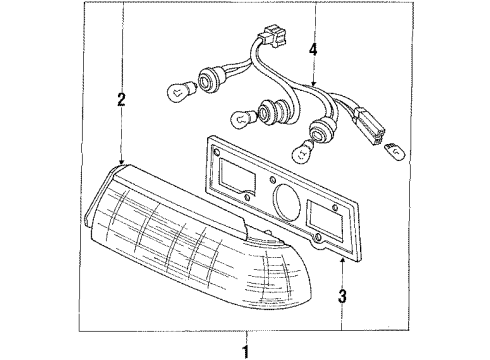 1991 Honda Civic Tail Lamps Housing, L. Diagram for 33551-SH3-A02