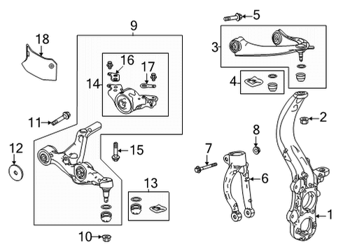 2022 Acura MDX Front Suspension Components BOLT, FLG (16X102) Diagram for 90118-TYA-A00