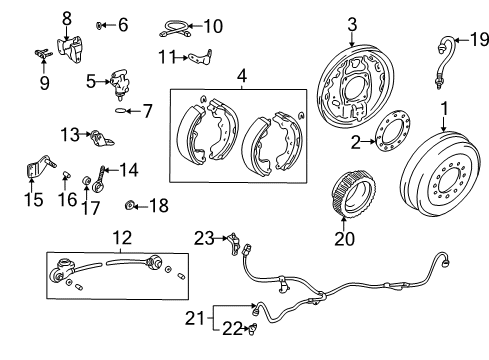 1999 Toyota Tacoma Anti-Lock Brakes ABS Sensor Wire Diagram for 89543-35050