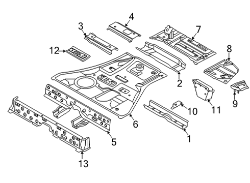 2022 BMW X6 Rear Floor & Rails Trunk Floor Left Diagram for 41007947131