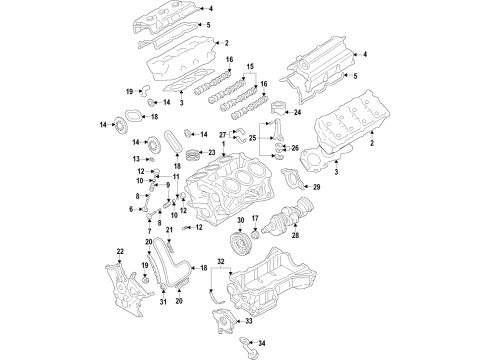 2020 Ford F-150 Engine Parts, Mounts, Cylinder Head & Valves, Camshaft & Timing, Variable Valve Timing, Oil Cooler, Oil Pan, Oil Pump, Crankshaft & Bearings, Pistons, Rings & Bearings Piston Diagram for HL3Z-6108-C