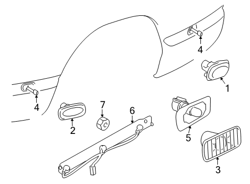 2011 Ram 3500 Bulbs Lamp-Side Marker Diagram for 68042140AA