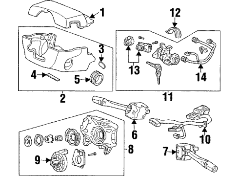 1997 Acura TL Switches Lock Assembly, Steering Diagram for 35100-SW5-A02