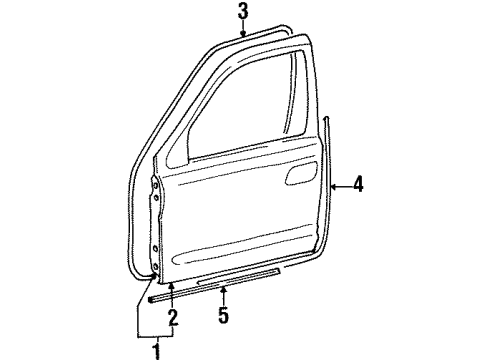 2001 Lincoln Continental Front Door Weatherstrip Diagram for XF3Z-5420708-AAD