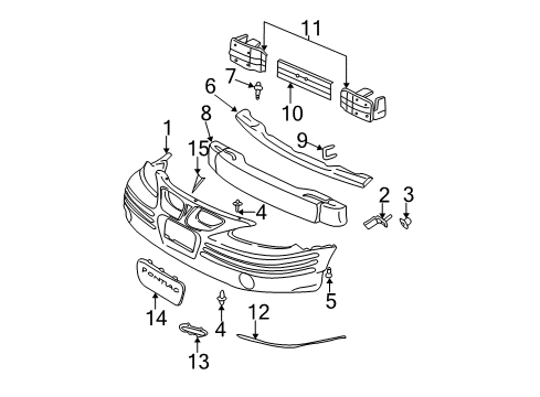 2005 Pontiac Grand Am Front Bumper Bracket-Front Bumper Imp Bar LH Diagram for 22611327