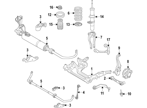 2021 BMW 540i Front Suspension Components, Ride Control, Stabilizer Bar, Upper Control Arm LEFT FRONT SPRING STRUT Diagram for 31316896009