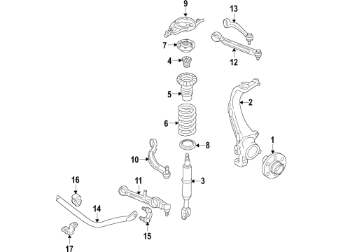 2017 Genesis G80 Front Suspension Components, Lower Control Arm, Upper Control Arm, Stabilizer Bar Bar Assembly-Front Stabilizer Diagram for 54810-B1060