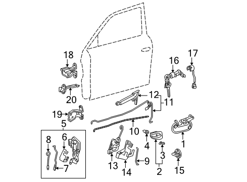 2002 Hyundai Accent Front Door Power Window Main Switch Assembly Diagram for 93570-25120-YN