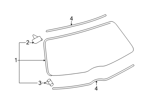 2015 Toyota Yaris Lift Gate - Glass & Hardware Lift Gate Glass Diagram for 68105-52600