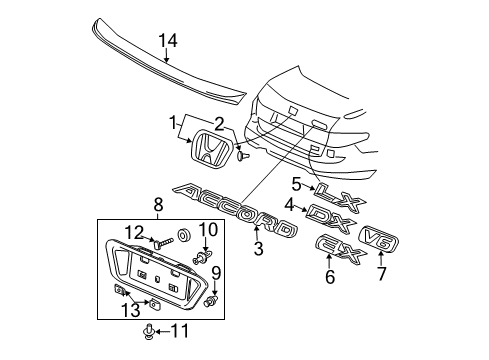 2006 Honda Accord Exterior Trim - Trunk Nut, Special Diagram for 90305-SDA-A01