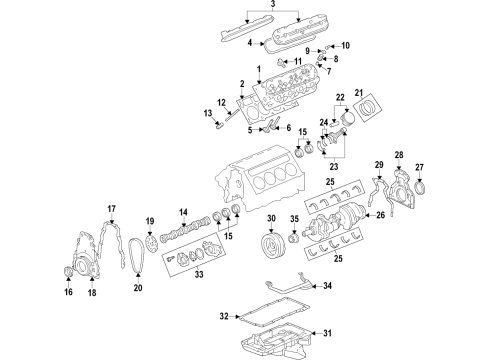 2017 Chevrolet Silverado 2500 HD Engine Parts, Mounts, Cylinder Head & Valves, Camshaft & Timing, Oil Pan, Oil Pump, Crankshaft & Bearings, Pistons, Rings & Bearings Front Mount Diagram for 84016258