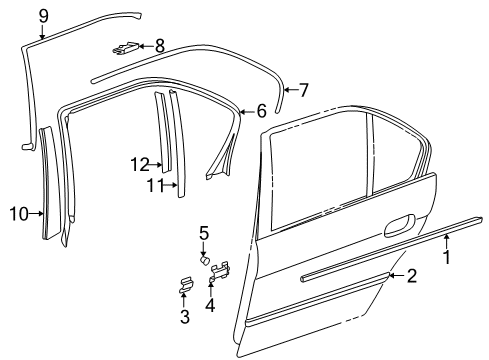 1999 BMW 740i Exterior Trim - Rear Door Moulding Door Rear Right Diagram for 51138125352