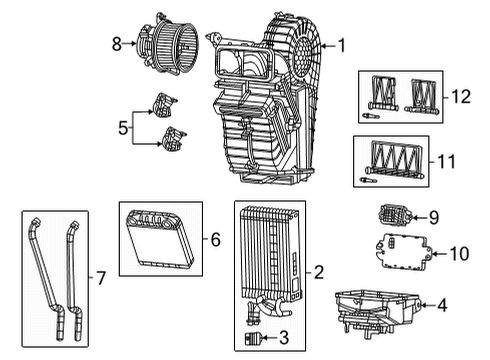 2022 Jeep Wagoneer A/C Evaporator & Heater Components BLOWER WITH WHEEL Diagram for 68565831AA