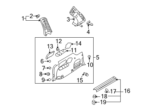 2012 Kia Sedona Interior Trim - Side Panel Luggage Cup Holder, Right Diagram for 857434D200KS