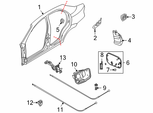 2005 Chevrolet Aveo Quarter Panel & Components Housing, Fuel Tank Filler Pipe Diagram for 96408256