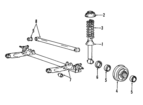 1995 Hyundai Elantra Rear Brakes Torsion Axle & Arm Complete Diagram for 55500-28700