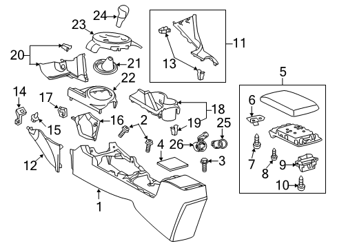 2015 Scion tC Center Console Front Trim Bracket Diagram for 55389-12040