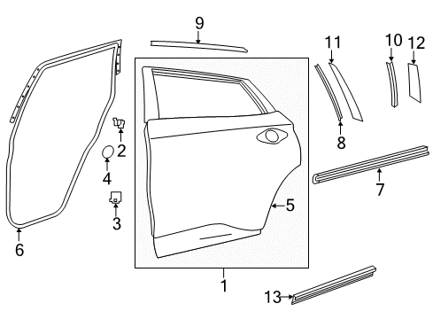 2016 Nissan Murano Rear Door Tape-Rear Door Outside, RH Diagram for 82812-5AA0B