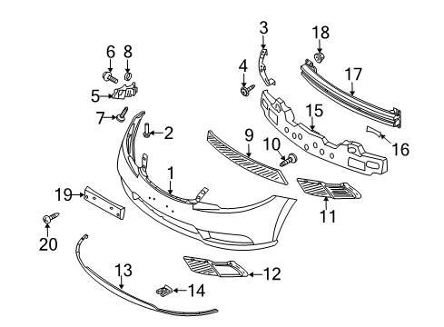 2010 Kia Forte Front Bumper MOULDING -Front Bumper A/INTAKE Diagram for 865221M000