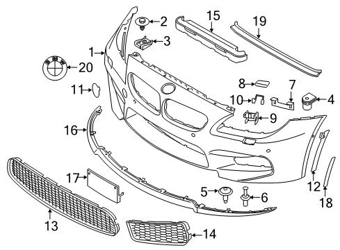 2017 BMW M6 Bumper & Components, Grille & Components Seal, Engine Bonnet, Front Diagram for 51767211920