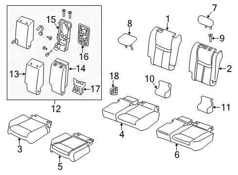 2016 Nissan Rogue Second Row Seats Rear Seat Cup Holder Diagram for 88337-4BA1A