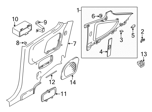 2003 Hyundai Tiburon Interior Trim - Quarter Panels Trim Assembly-Center Pillar Upper LH Diagram for 85830-2C001-LK