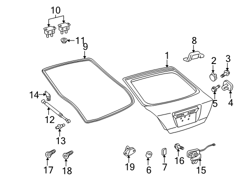 2008 Scion tC Lift Gate Lift Cylinder Diagram for 68950-0W262