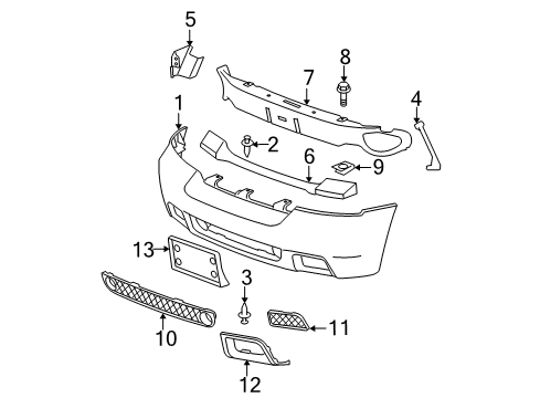 2007 Chevrolet Trailblazer Front Bumper Insert Panel Diagram for 15135187