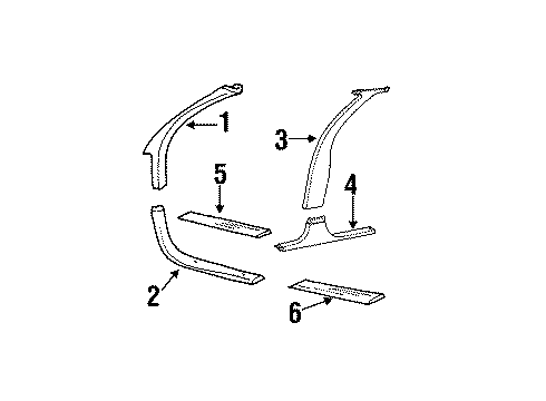 1993 Buick Regal Interior Trim - Pillars, Rocker & Floor MOLDING, Windshield Garnish Molding Diagram for 10173402