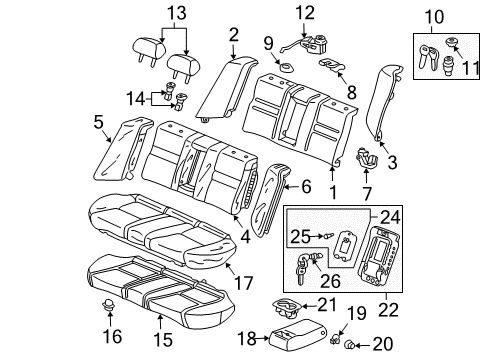 2003 Honda Accord Rear Seat Components Damper Diagram for 82189-S0K-A01
