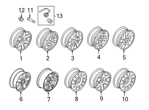 2010 Ford Escape Wheels Wheel, Spare Diagram for 7T4Z-1007-B