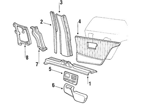1988 Pontiac Bonneville Rear Trim Armrest Diagram for 20691902