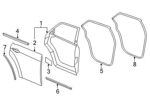 2014 Dodge Charger Rear Door WEATHERSTRIP-Rear Door Body Mounted Diagram for 1KW36DX9AI