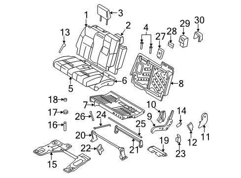 2006 Mercury Mountaineer Rear Seat Components Strut Diagram for 6L2Z-78624B74-AA