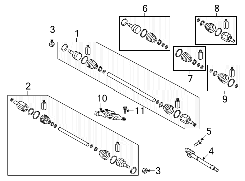 2022 Hyundai Santa Fe Drive Axles - Front Joint Kit-Diff Side, LH Diagram for 495L3-P2400