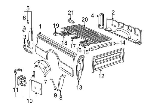 2005 Ford Ranger Front & Side Panels, Floor Fuel Door Diagram for F37Z-99405A26-A