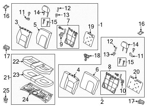 2017 Kia Rio Rear Seat Components Rear Seat Back Covering Assembly Right Diagram for 894601WEK0BGB