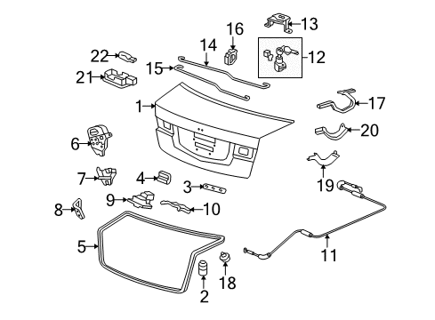 2012 Acura TSX Trunk Lid Garnish Assembly, Passenger Side Trunk Hinge (A) Diagram for 74895-TL0-G02