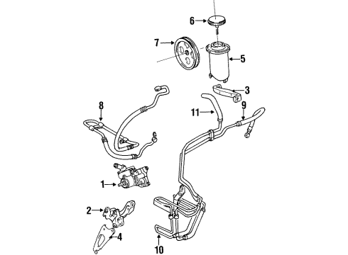 1994 Lexus SC300 P/S Pump & Hoses, Steering Gear & Linkage Power Steering Pressure Feed Hose Diagram for 44411-24101