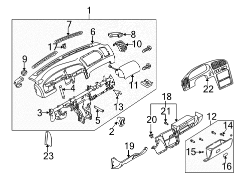 2004 Kia Spectra Instrument Panel Components Lock Assembly-Glove Diagram for 0K2N16409075