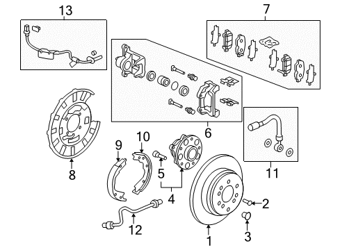 2013 Honda Pilot Parking Brake Tube Assembly, S/R Crss Diagram for 47520-SZA-A02