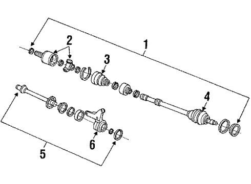 1990 Acura Integra Drive Axles - Front Driveshaft Set, Driver Side Diagram for 44011-SK7-J82