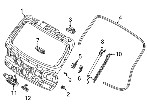 2022 Genesis GV70 Trunk Lid & Components BUMPER-T/GATE SIDE GUIDE Diagram for 81738-AR000