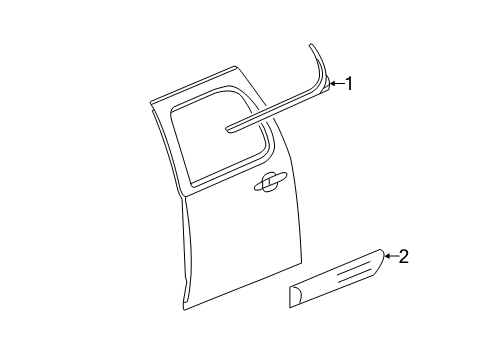 2008 Chevrolet Silverado 2500 HD Exterior Trim - Rear Door Body Side Molding Diagram for 25782474