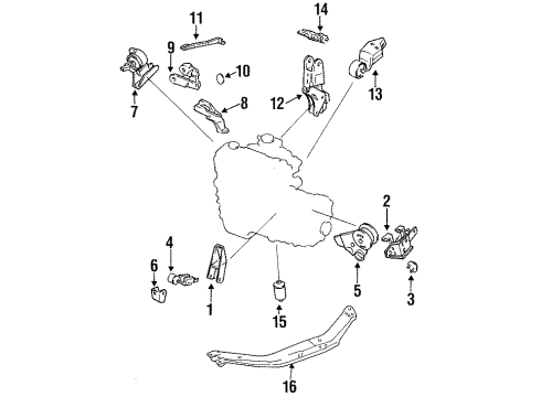 1989 Nissan Pulsar NX Engine & Trans Mounting Engine Mounting Insulator, Rear Diagram for 11320-58A22