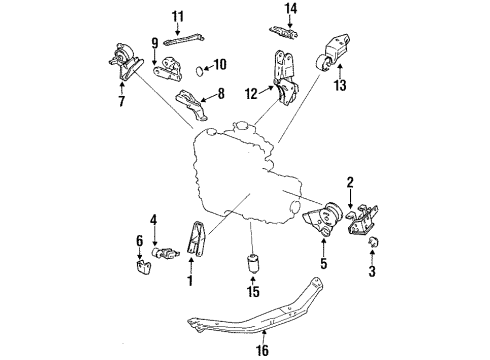 1989 Nissan Pulsar NX Engine & Trans Mounting Engine Mounting Support, Left Diagram for 11254-52A21