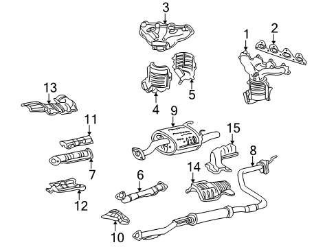 2000 Honda Civic Exhaust Manifold Converter, Manifold Diagram for 18160-P2E-A22