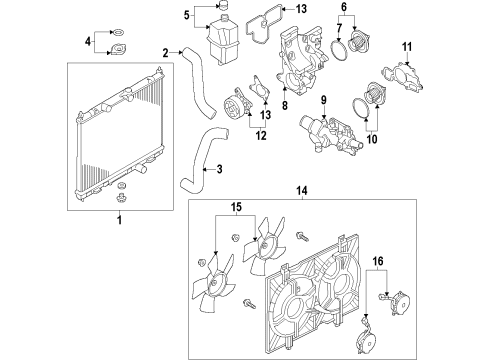 2019 Nissan NV200 Cooling System, Radiator, Water Pump, Cooling Fan Radiator Assy Diagram for 21410-3LM0A