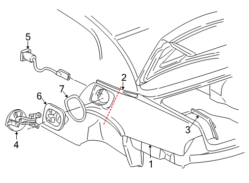 1997 Buick Park Avenue Quarter Panel & Components HOUSING, Fuel Tank Filler Diagram for 25665824