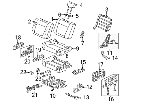 2003 Honda Element Rear Seat Components Frame, R. RR. Seat Cushion Diagram for 82136-SCV-A02